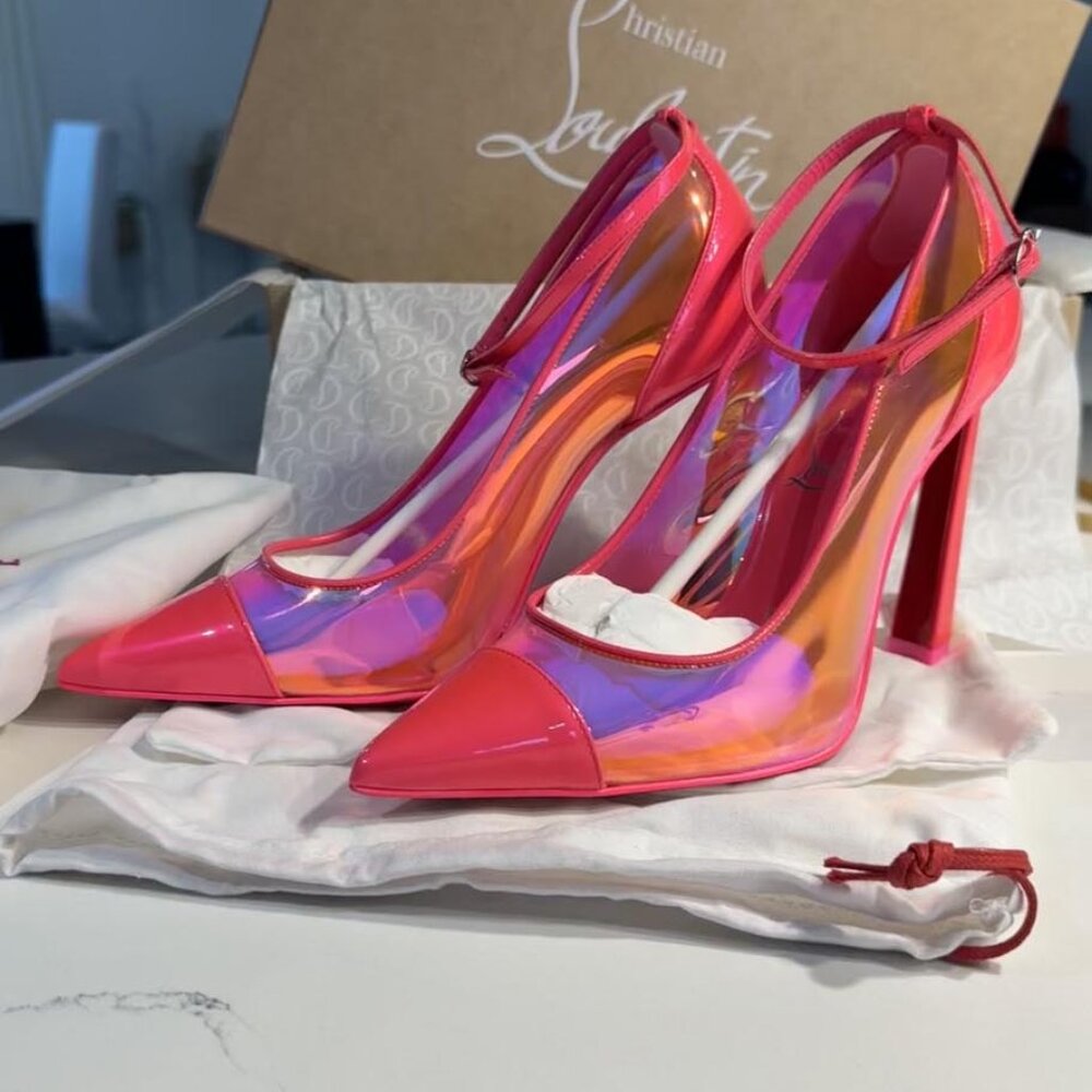 Christian Louboutin DEBOUT CONDORAPIK 100, color FLUO PINK, SIZE 36 woman shoes